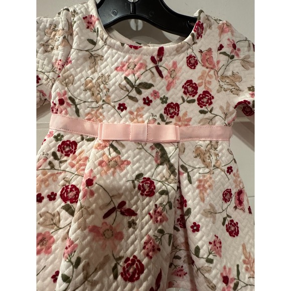 Youngland squiggles Baby Girls Newborn 3M  Floral Dress Pink Bow Tulle Trim - Picture 4 of 7